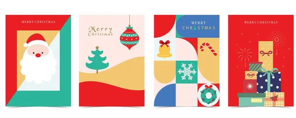 Christmas Background Tree Present Wreath Editable Vector Illustration Postcard Size — Stock Vector