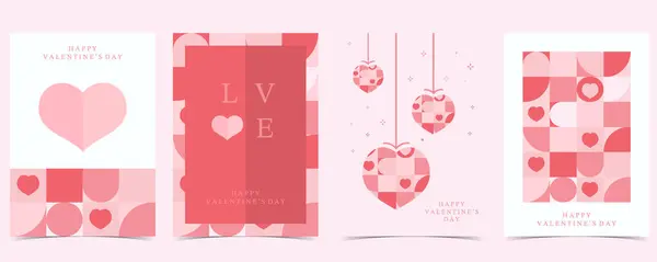 Geometric Heart Background Valentine Day Editable Vector Illustration Postcard Banner — Stock Vector