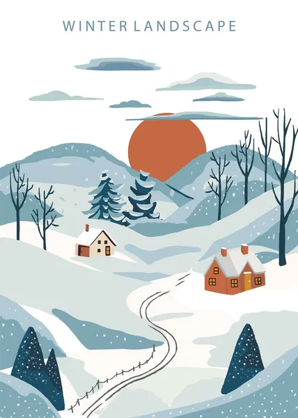 Winter Landschap Achtergrond Met Berg Boom Bewerkbare Vector Illustratie Voor — Stockvector