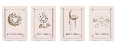a4 dikey illüstrasyon tasarımı için boho kart tarot