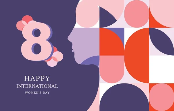 Internationella Kvinnor Dag Med Geometrisk Form Användning För Horisontell Banner — Stock vektor