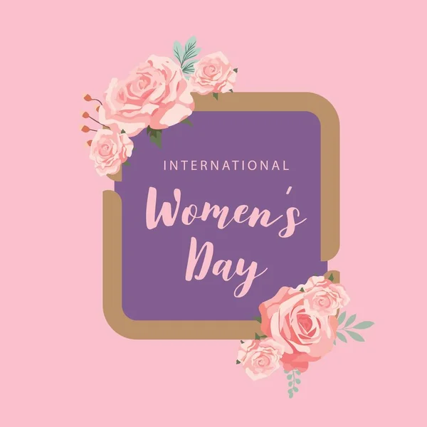 Internationale Dag Van Vrouw Met Roos Gebruik Voor Vierkante Kaart — Stockvector