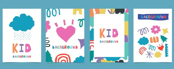 Shape Paper Cut Out Background Colorful Illustration Vector Vertical Kid — Stock Vector