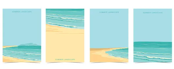 Пляжный Фон Морем Песком Небом — стоковый вектор