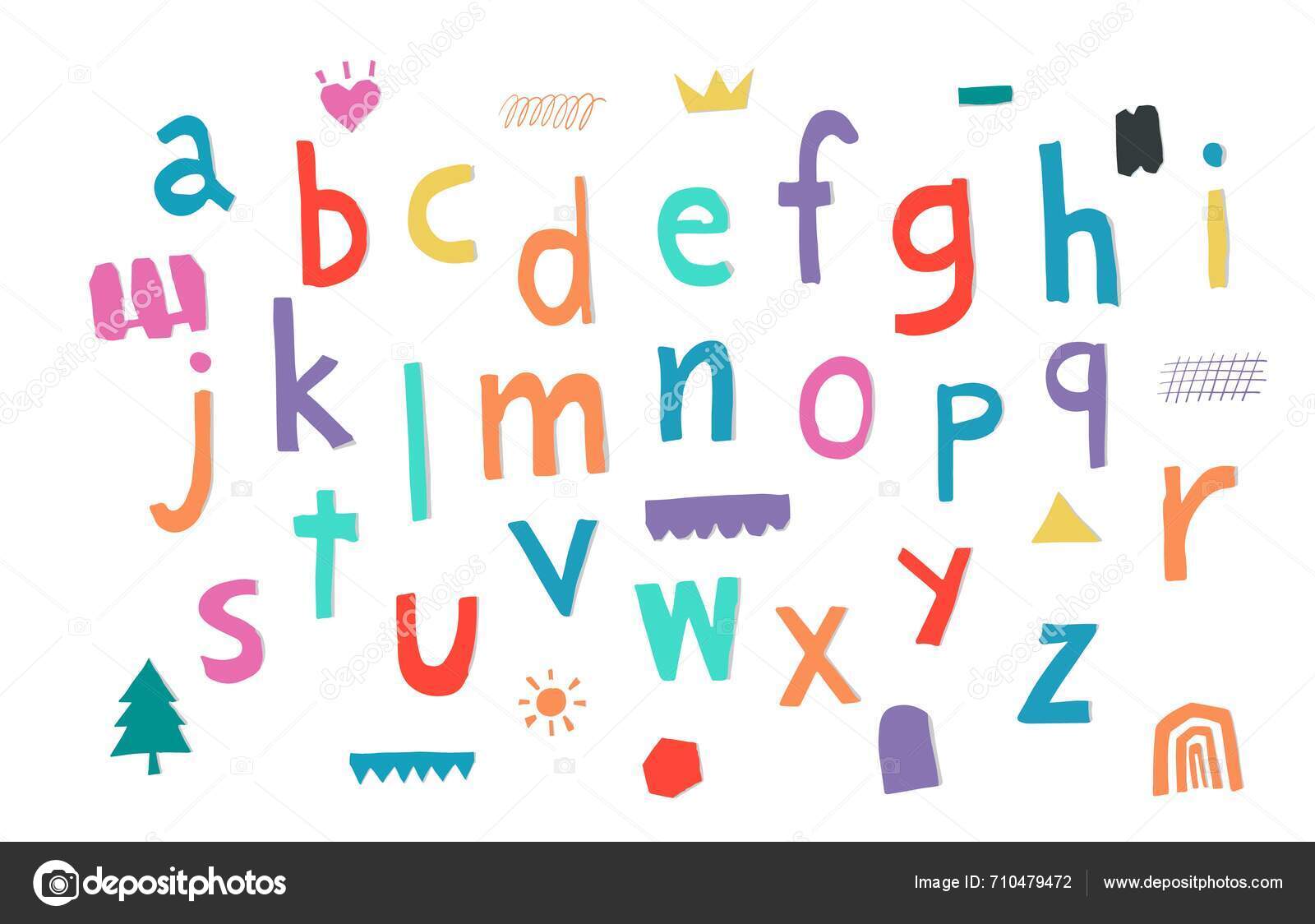 Alphabet Cut Out Paper Element Object Illustration Vector Sticker Icon ...