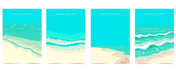 Sayfalık Tasarım Için Deniz Kum Gökyüzü Çizim Vektörlü Plaj Arkaplanı — Stok Vektör