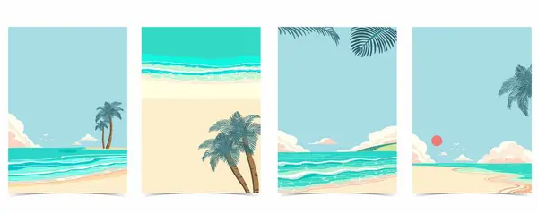 Strandhintergrund Mit Meer Sand Sky Illustration Vektor Für Seitendesign — Stockvektor