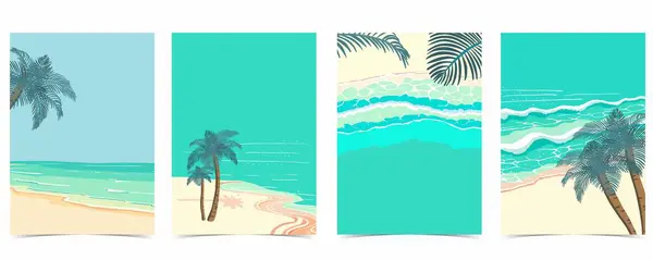 Strandhintergrund Mit Meer Sand Sky Illustration Vektor Für Seitendesign — Stockvektor