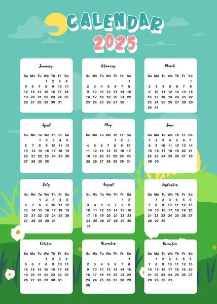 2025 Tabelle Jahreskalenderwoche Beginnt Sonntag Mit Natürlichen Dass Die Verwendung — Stockvektor