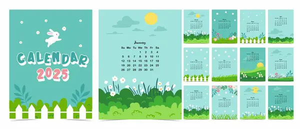 2025 Tabelle Monatliche Kalenderwoche Beginnt Sonntag Mit Natürlichen Dass Die — Stockvektor