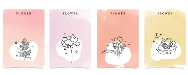 Blumenhintergrund Mit Lavendel Rose Jasmin Magnolie Illustrationsvektor Für Seitendesign — Stockvektor