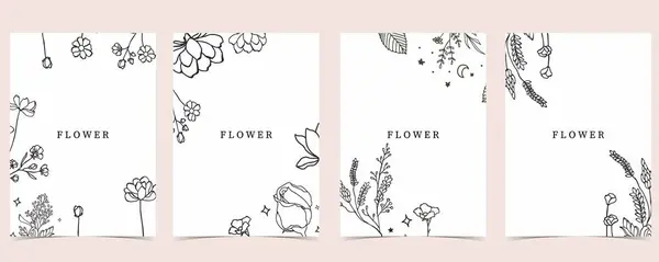 Blumenhintergrund Mit Lavendel Jasmin Magnolie Illustrationsvektor Für Seitendesign — Stockvektor