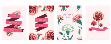 A4 dikey tasarımı için karanfil, çiçek ve vektör illüstrasyonlu doğal arkaplan