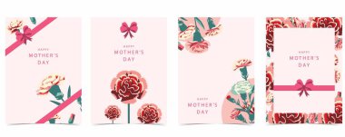 A4 dikey tasarımı için karanfil, çiçek ve vektör illüstrasyonlu doğal arkaplan