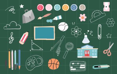 Kırtasiyeli beyaz çizgi nesnesine geri dön. Simge, klip sanatı için illüstrasyon