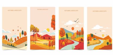 A4 dikey tasarım için güzel doğal sahne ile sonbahar arkaplanı
