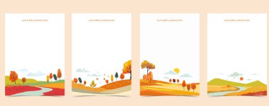 A4 dikey tasarım için güzel doğal sahne ile sonbahar arkaplanı