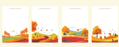 A4 dikey tasarım için güzel doğal sahne ile sonbahar arkaplanı