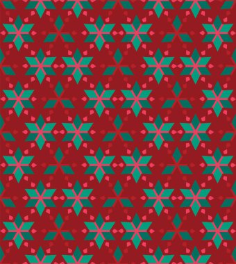 Kare tasarımlı kırmızı geometrik dikişsiz desen. Fayans, kağıt, kumaş için vektör