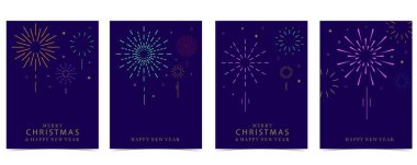 Havai fişek mutlu yeni yıl arkaplanı. Dikey tasarım için düzenlenebilir vektör çizimi