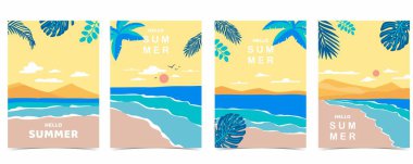 Sahilli yaz manzarası ve dikey tasarım için kum