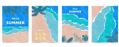 A4 dikey tasarım için kumsal ve kum tanecikli yaz manzarası