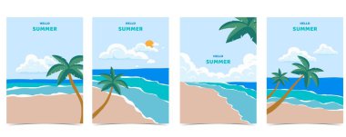 Sahilli yaz manzarası ve dikey tasarım için kum