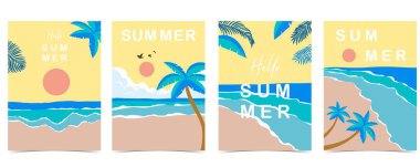 Sahilli yaz manzarası ve dikey tasarım için kum