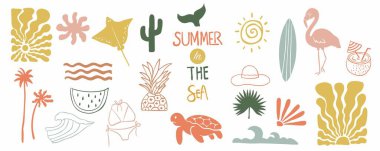 Flamingo, kaplumbağa ve çocuk tasarımı için ağaç içeren harika bir ikon.