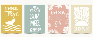 Ağaç, balık kuyruğu, güneş. a4 dikey tasarımı için grafik