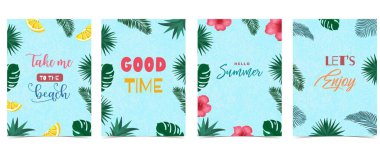 Merhaba yaz arkaplanı palmiye çiçeği, karpuz çerçevesi a4 dikey tasarımı