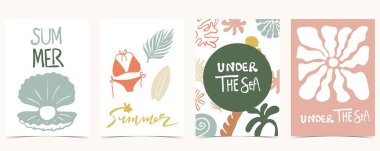 Ağaç, deniz, güneş gibi harika bir arka plan. a4 dikey tasarımı için grafik