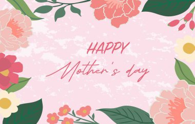 A4 dikey tasarım için karanfil yapraklı papatya ile pembe anneler günü arka planı