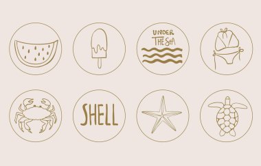 Karpuz, dondurma, bikini, çocuk tasarımı için kaplumbağa.