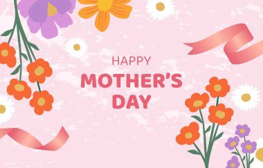 Yatay tasarım için karanfil yapraklı pembe anneler günü arka planı.