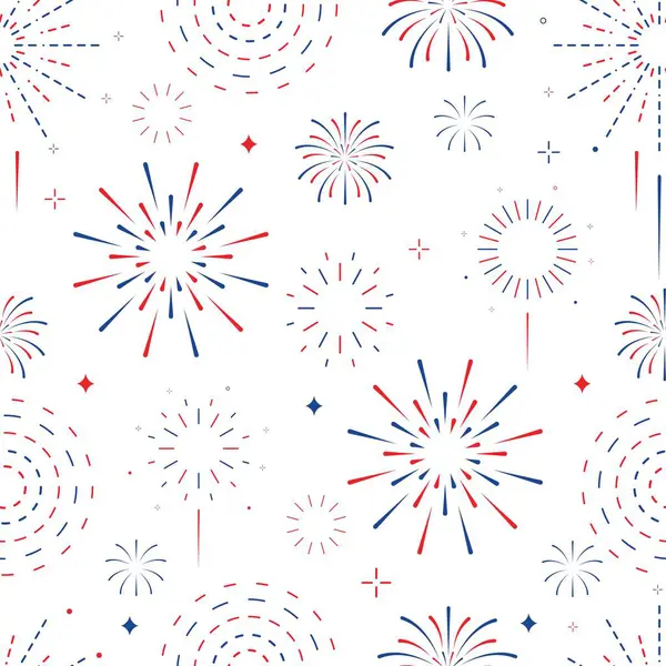4 Temmuz gecesi havai fişeksiz patern. 4 Temmuz için kırmızı ve mavi fişekler.