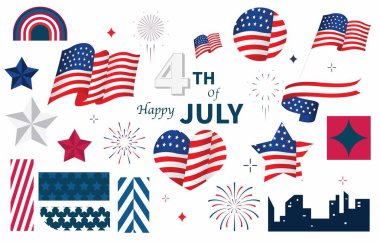 4 Temmuz Bağımsızlık Günü elementi geometrik biçimli nesne