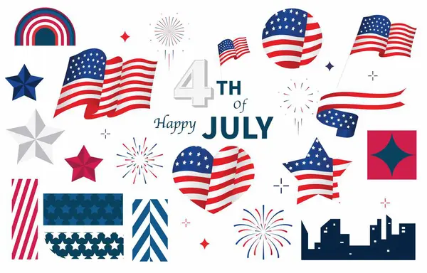 4 Temmuz Bağımsızlık Günü elementi geometrik biçimli nesne