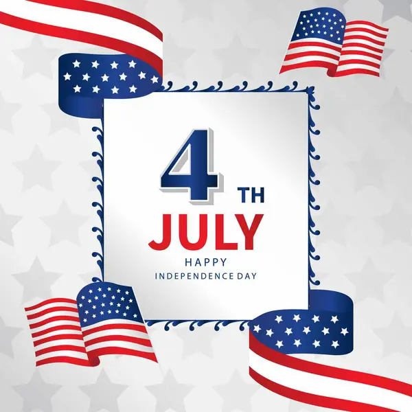 4 Temmuz Bağımsızlık Günü arkaplanında kare tasarım için bayrak partisi