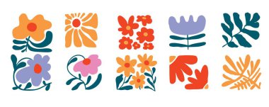 Matisse naif stilinde dalgalı, harika çiçek ögesi nesnesi