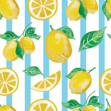 İtalyan tasarımı için sarı ve mavi olan limonsuz desen.