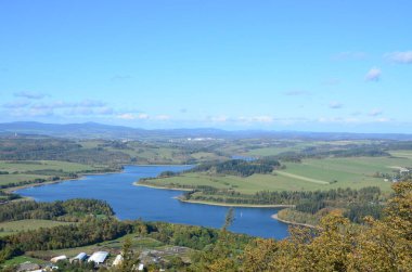 Roudno, Czech, 16 Ekim 2023: Jesenky 'deki Velk Roudno tepesi manzaralı.