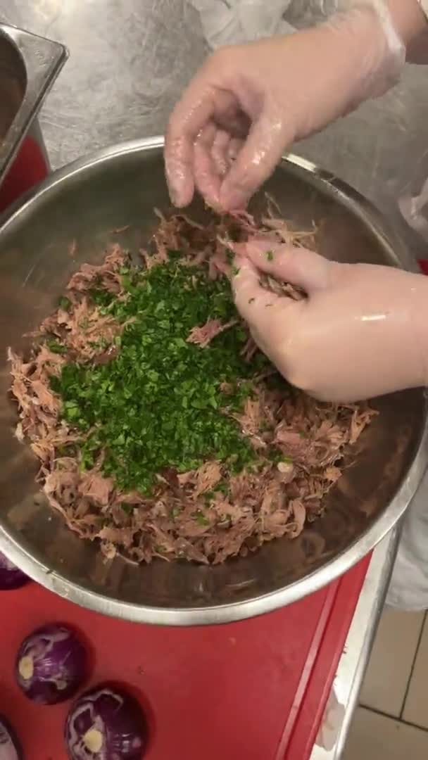 Шеф Кухар Готує Кухні Концепція Приготування — стокове відео