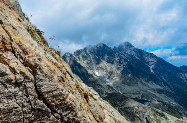 yüksek Tatras dağ manzarası bir grup kayayla