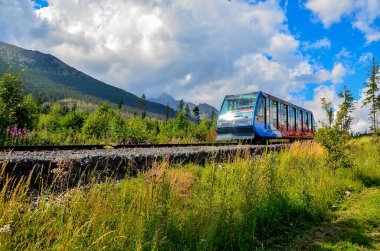 Alplerin dağlarındaki tren.