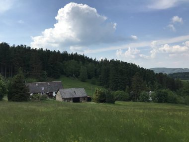 Çek manzarasının güzel arka planı, Rychlebsk dağları, Jeseniky, bahar doğası