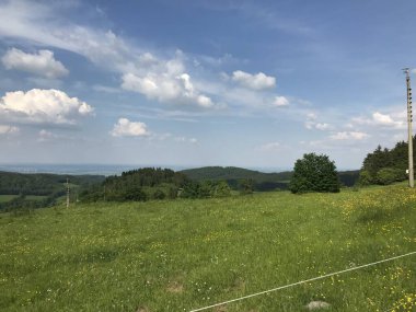 Çek manzarasının güzel arka planı, Rychlebsk dağları, Jeseniky, bahar doğası