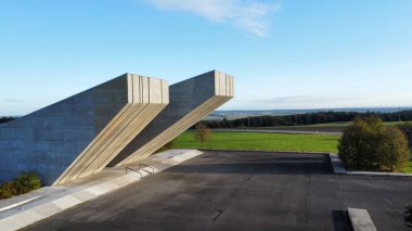 view of the Second World War Memorial and Ostrava Opava Operation, Hrabyne, Czech Opava, Silesia, 4K video, panoramic view clipart