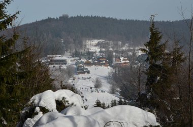 Karpatlar 'da kış, pustevny, czech cumhuriyeti, silesia, beskydy dağı