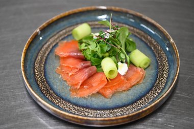 salmon tartare with avocado and cucumber